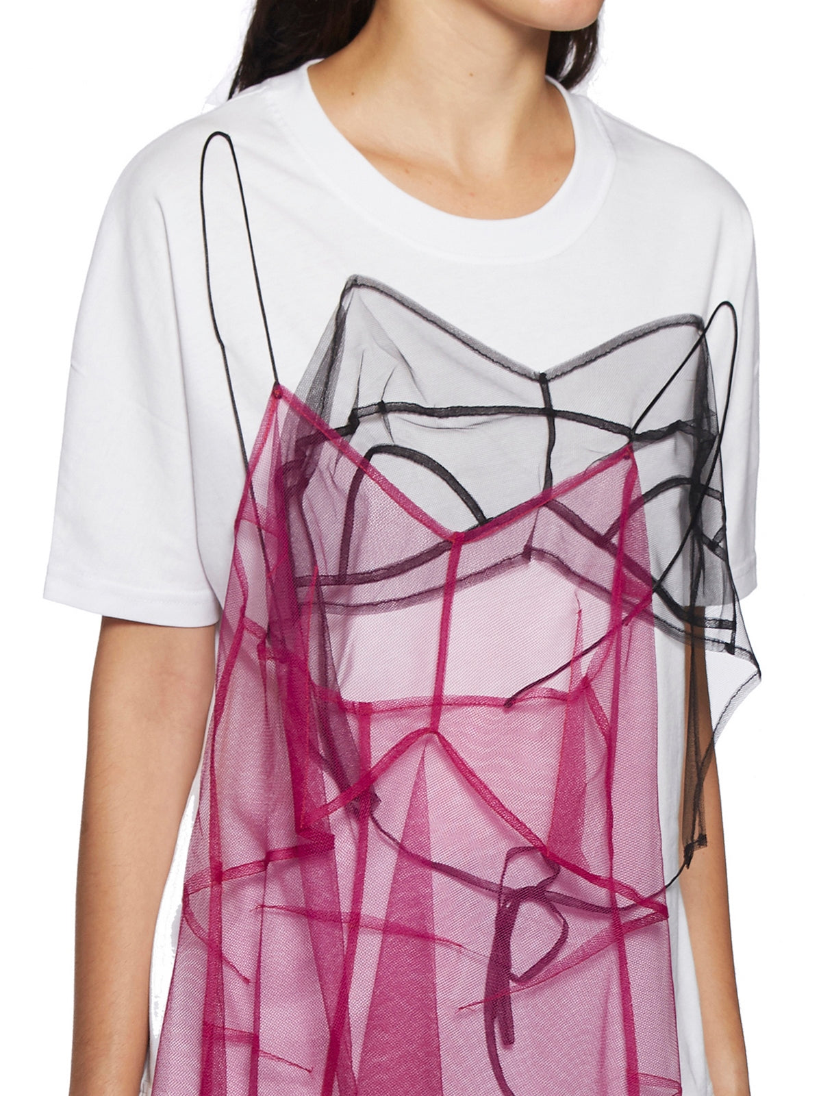 QUETSCHE Cotton Tulle Mini Dress T-Shirt