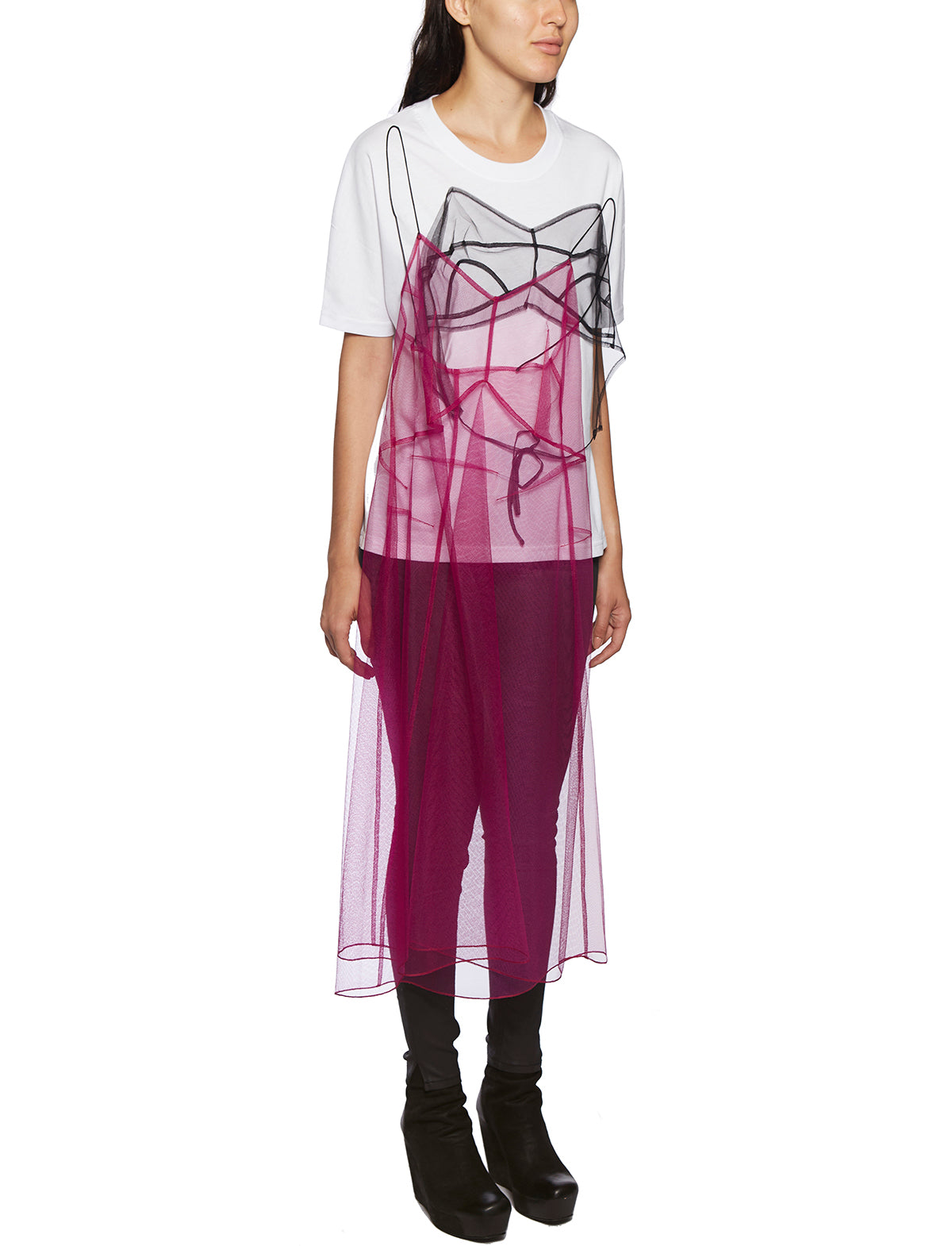 QUETSCHE Cotton Tulle Mini Dress T-Shirt