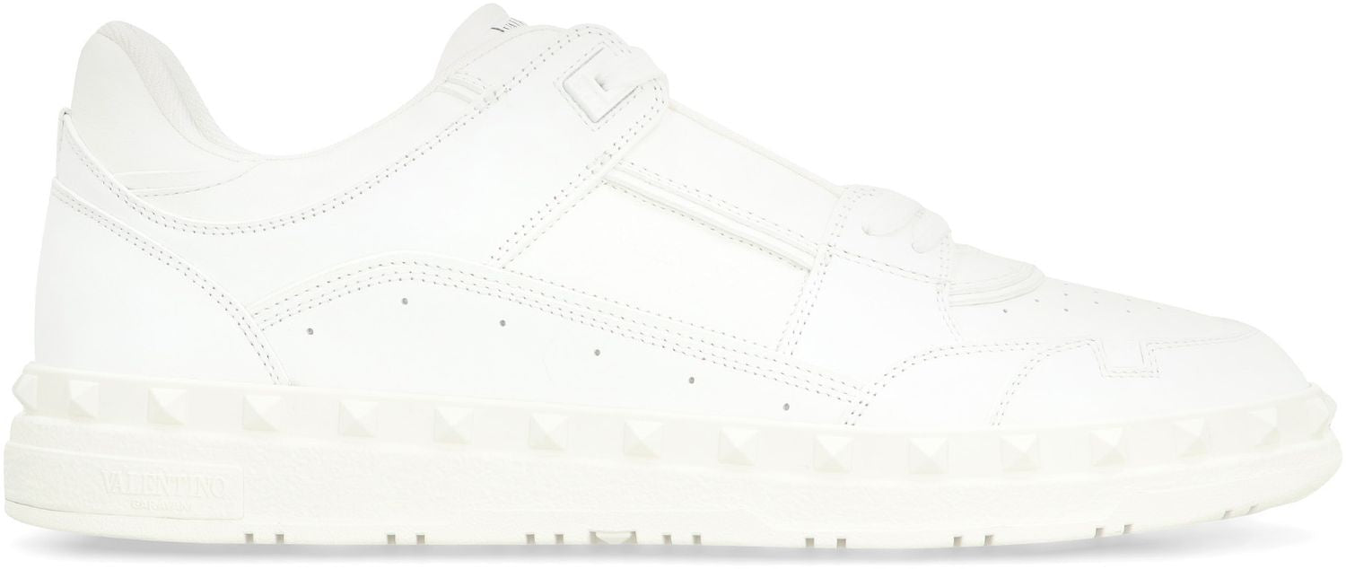 VALENTINO Low-Top Decorative Stud Leather Sneakers for Men