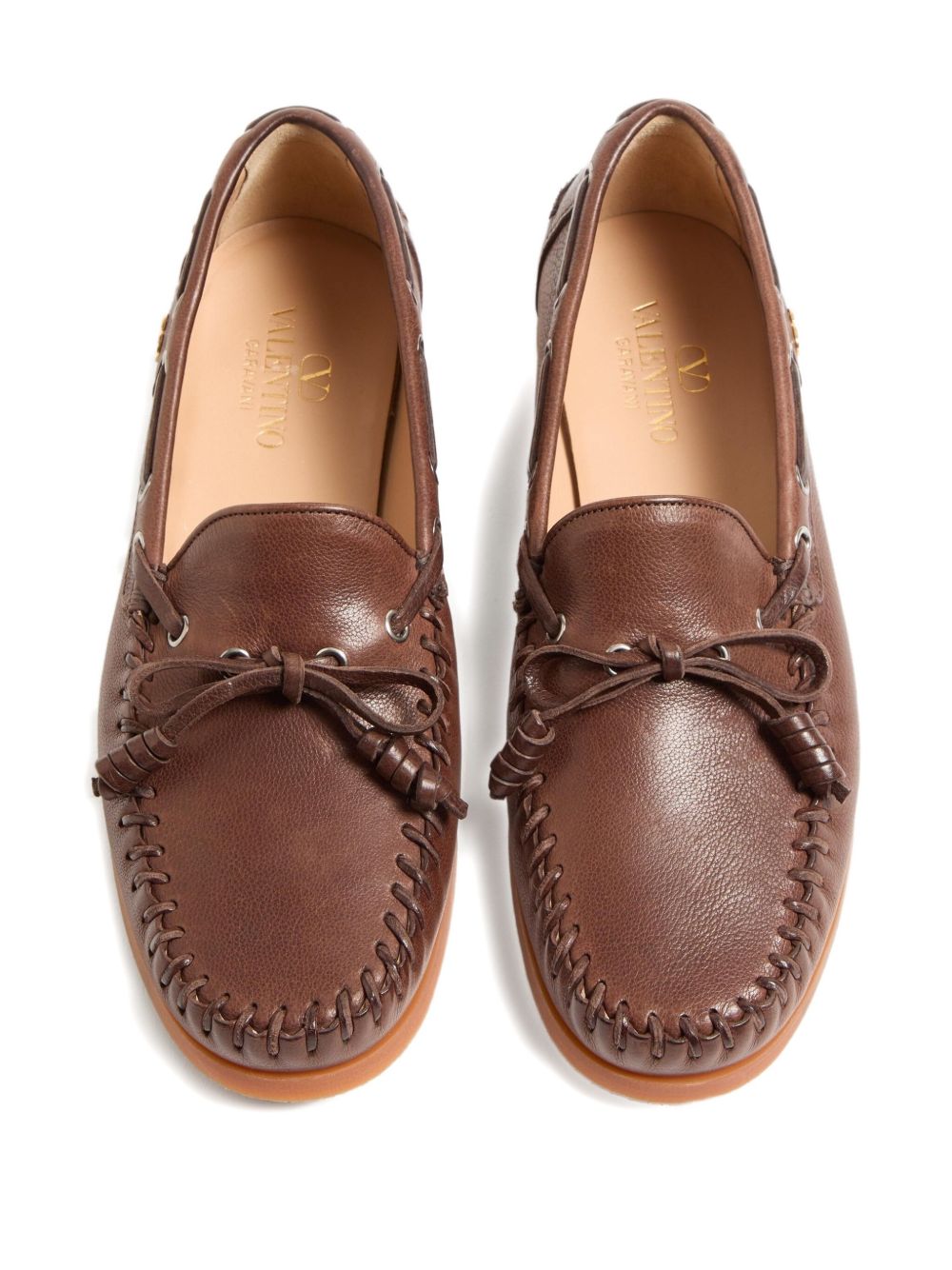 VALENTINO GARAVANI Men's Leather Flat Shoes with Bow Detailing