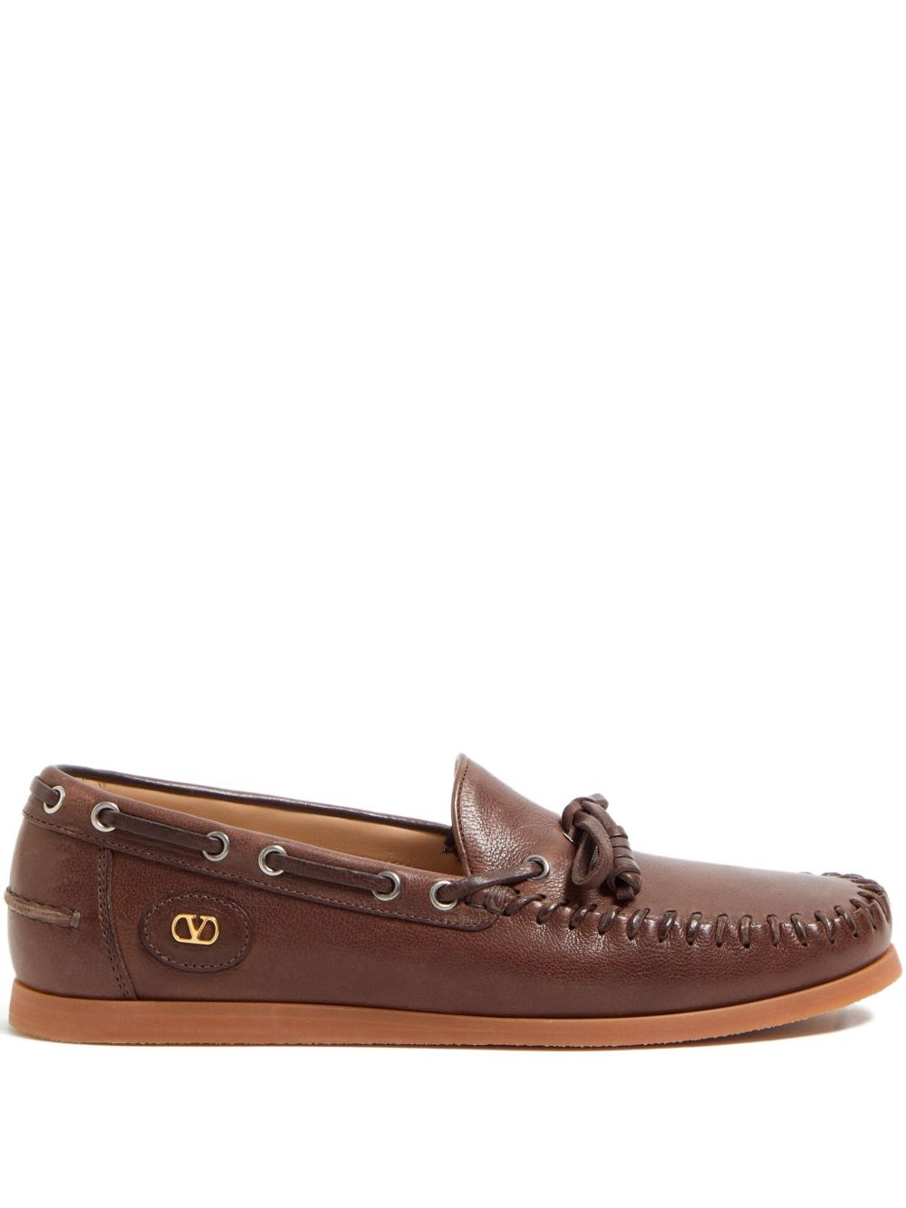 VALENTINO GARAVANI Men's Leather Flat Shoes with Bow Detailing
