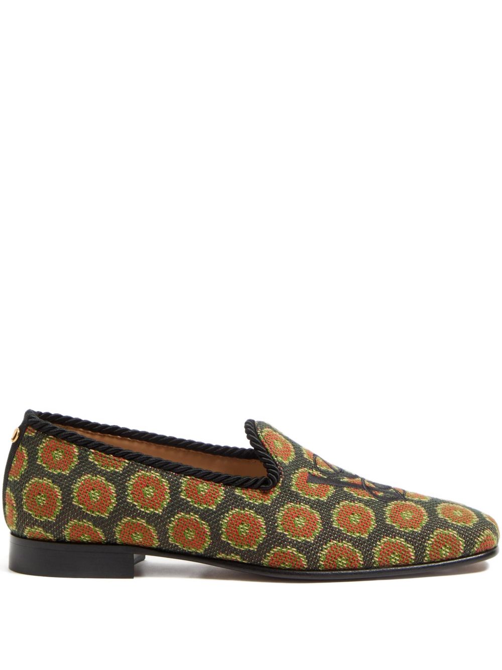 VALENTINO GARAVANI Floral Flat Shoes with Piped Trim