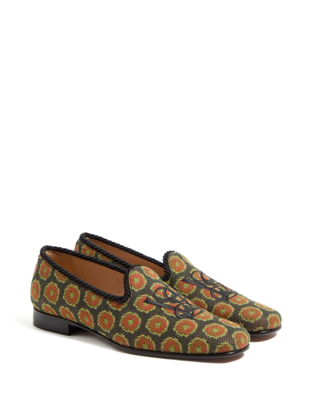 VALENTINO GARAVANI Floral Flat Shoes with Piped Trim
