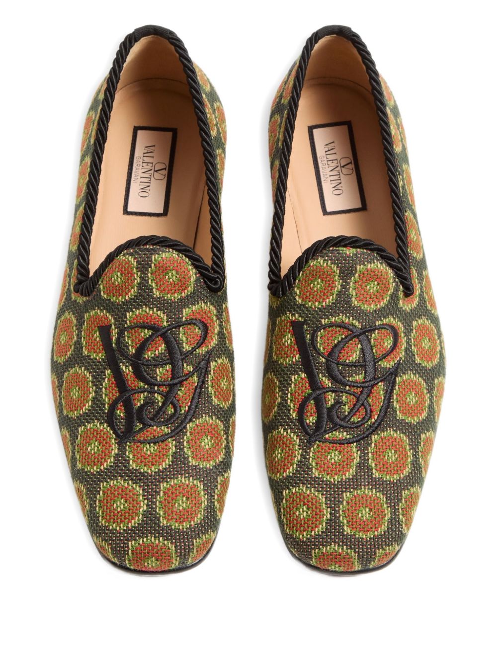 VALENTINO GARAVANI Floral Flat Shoes with Piped Trim