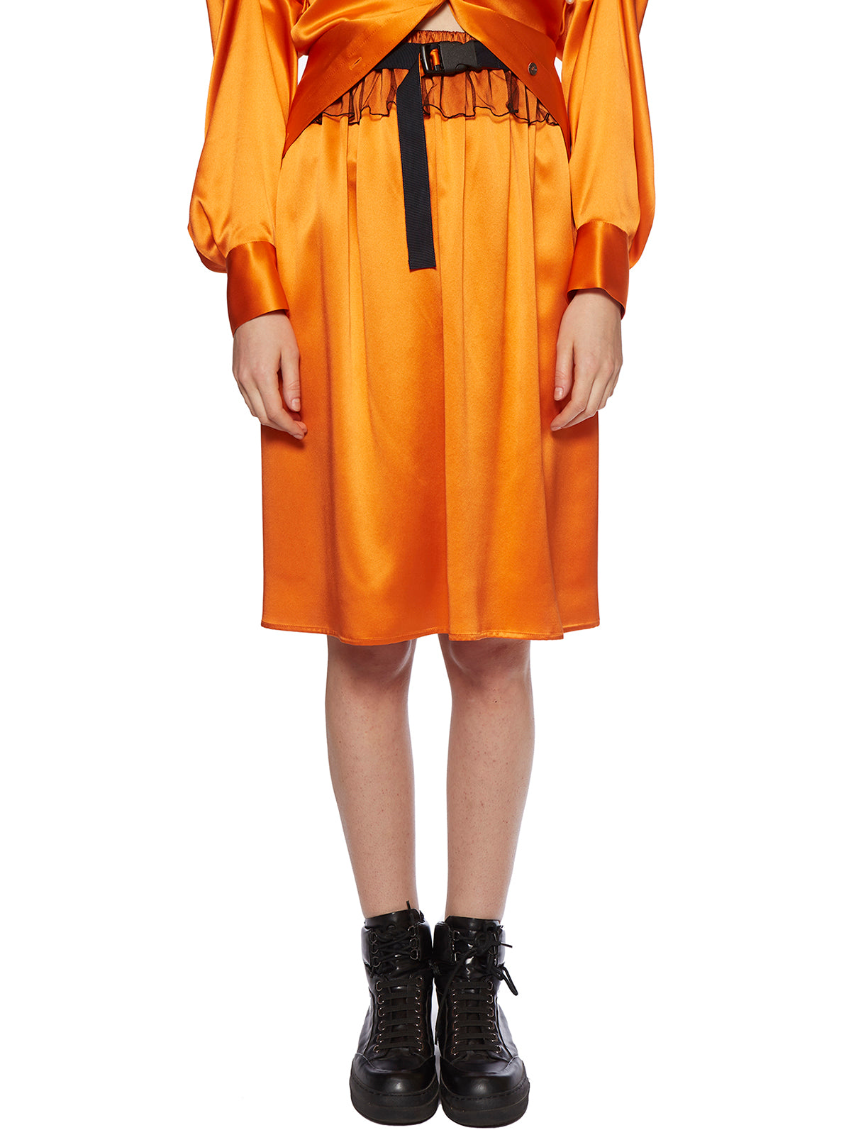 QUETSCHE Women's Mini Silk Skirt with Patch Pockets - Size 36