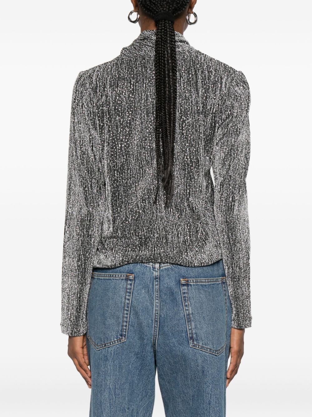 IRO Metallic High-Neck Long Sleeve Top