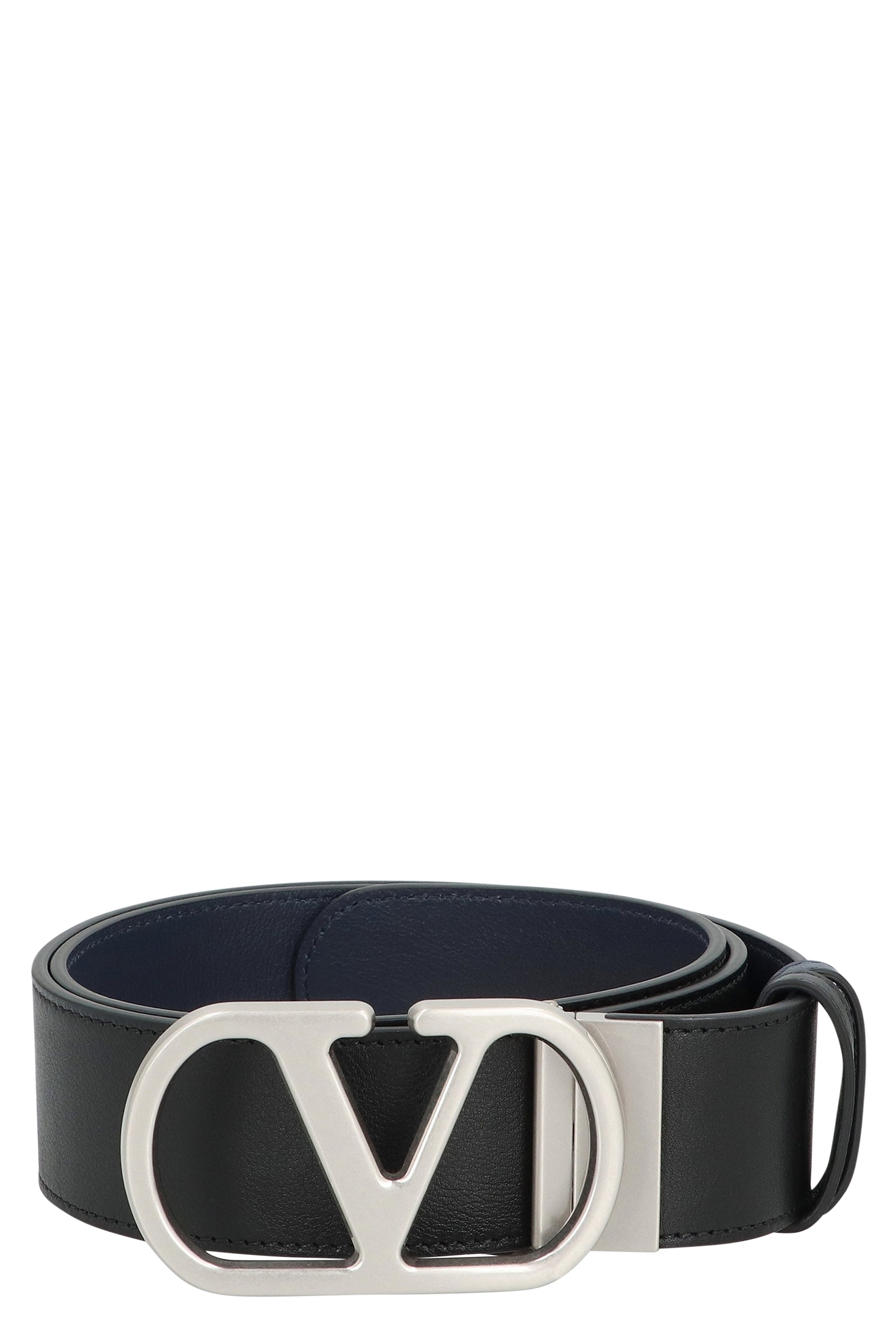 VALENTINO GARAVANI Reversible Leather Belt with Signature Buckle - 4 cm Height