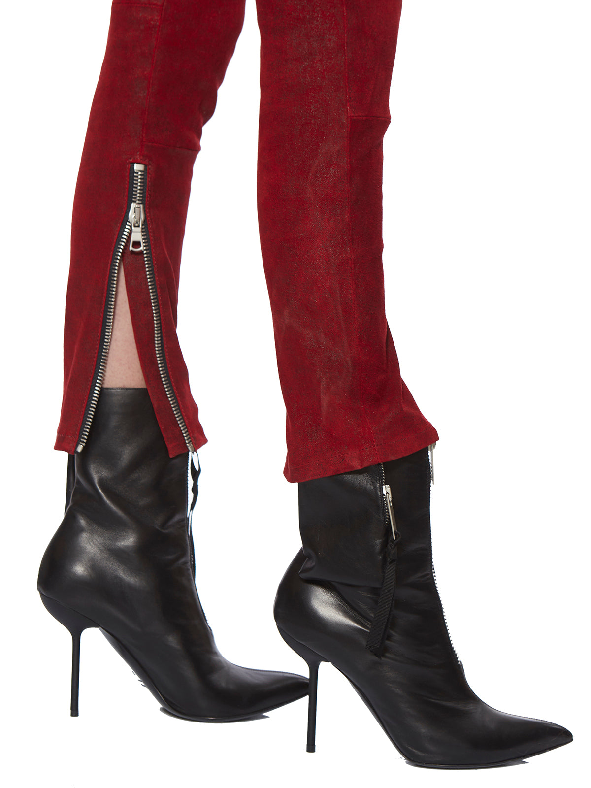 BEN TAVERNITI UNRAVEL Laced-Up Leather Stretch Trousers - Size 26