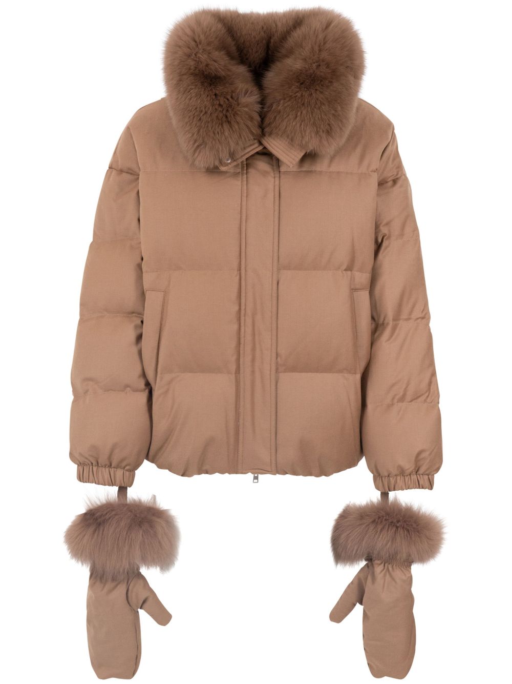 YVES SALOMON Elegant Down Jacket with Fox Fur Details for Women