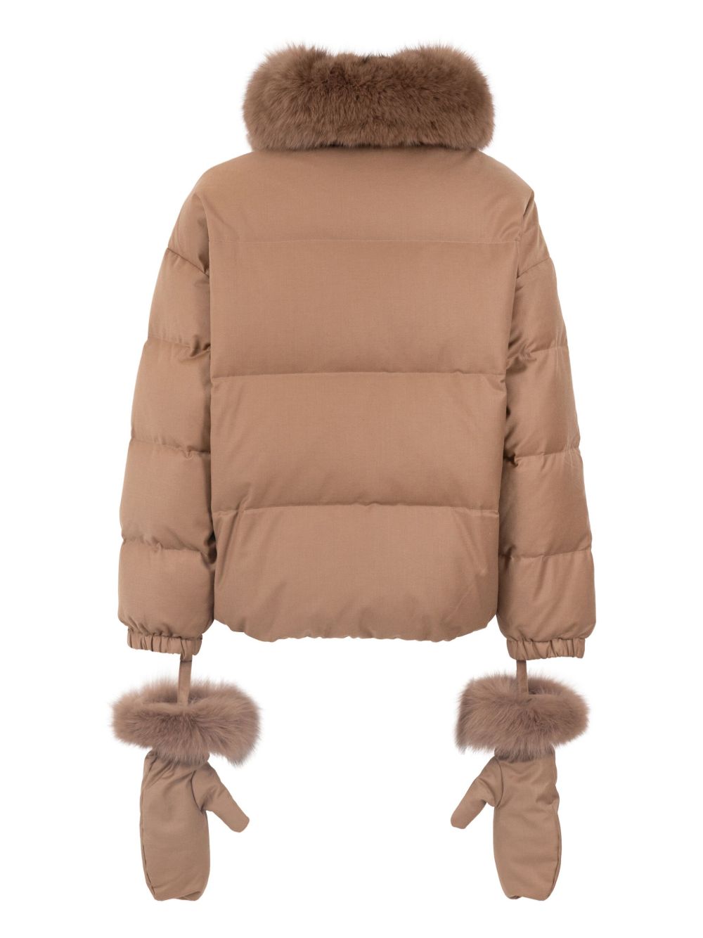 YVES SALOMON Elegant Down Jacket with Fox Fur Details for Women
