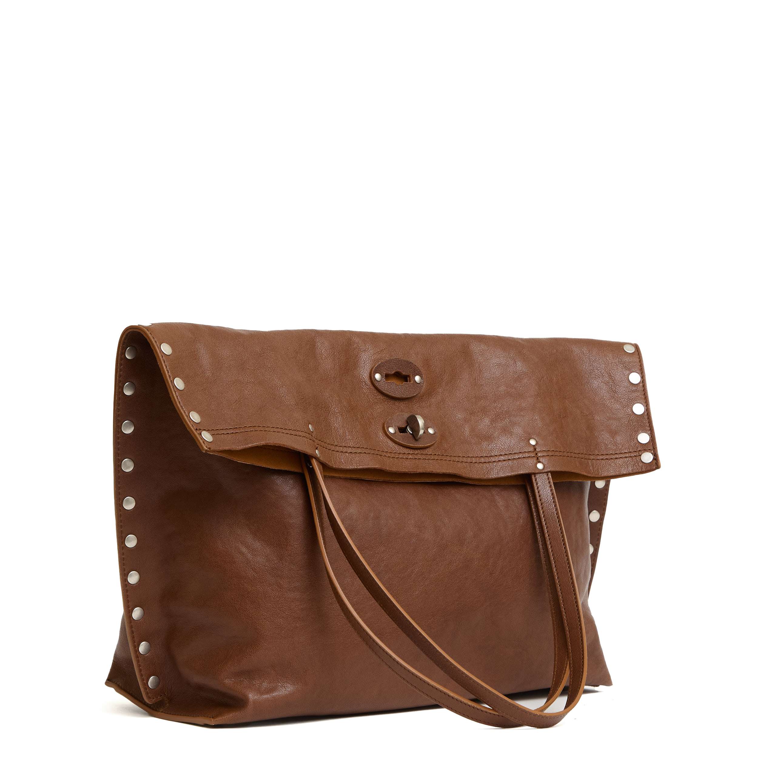 ZANELLATO Brown Leather Handbag - 34x39x15 cm