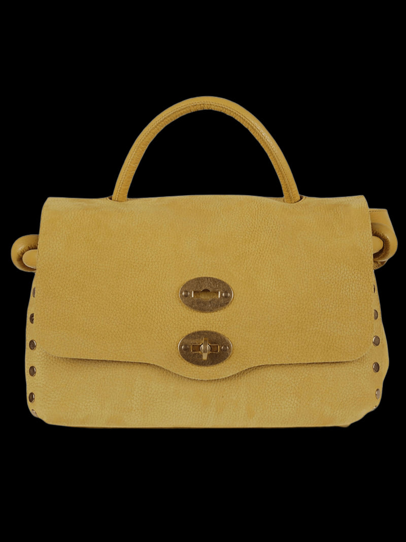 ZANELLATO Mini Nubuck Leather Handbag with Double Turn-Lock Closure