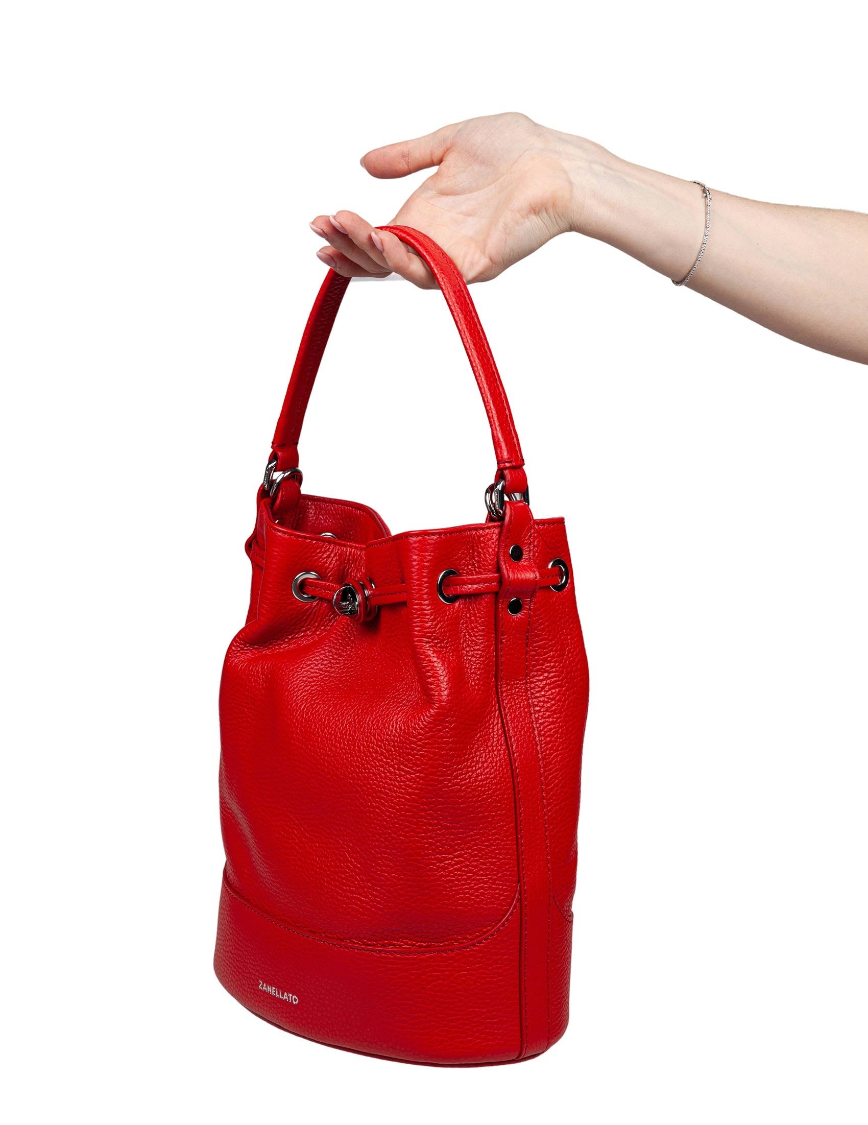 ZANELLATO Leather Bucket Handbag 23cm x 28cm x 14cm