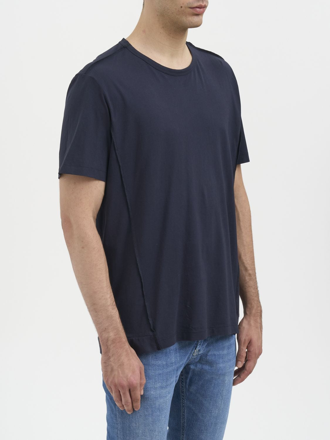 PAOLO PECORA Men's Cotton Crewneck T-Shirt with Exposed Seams - Size M