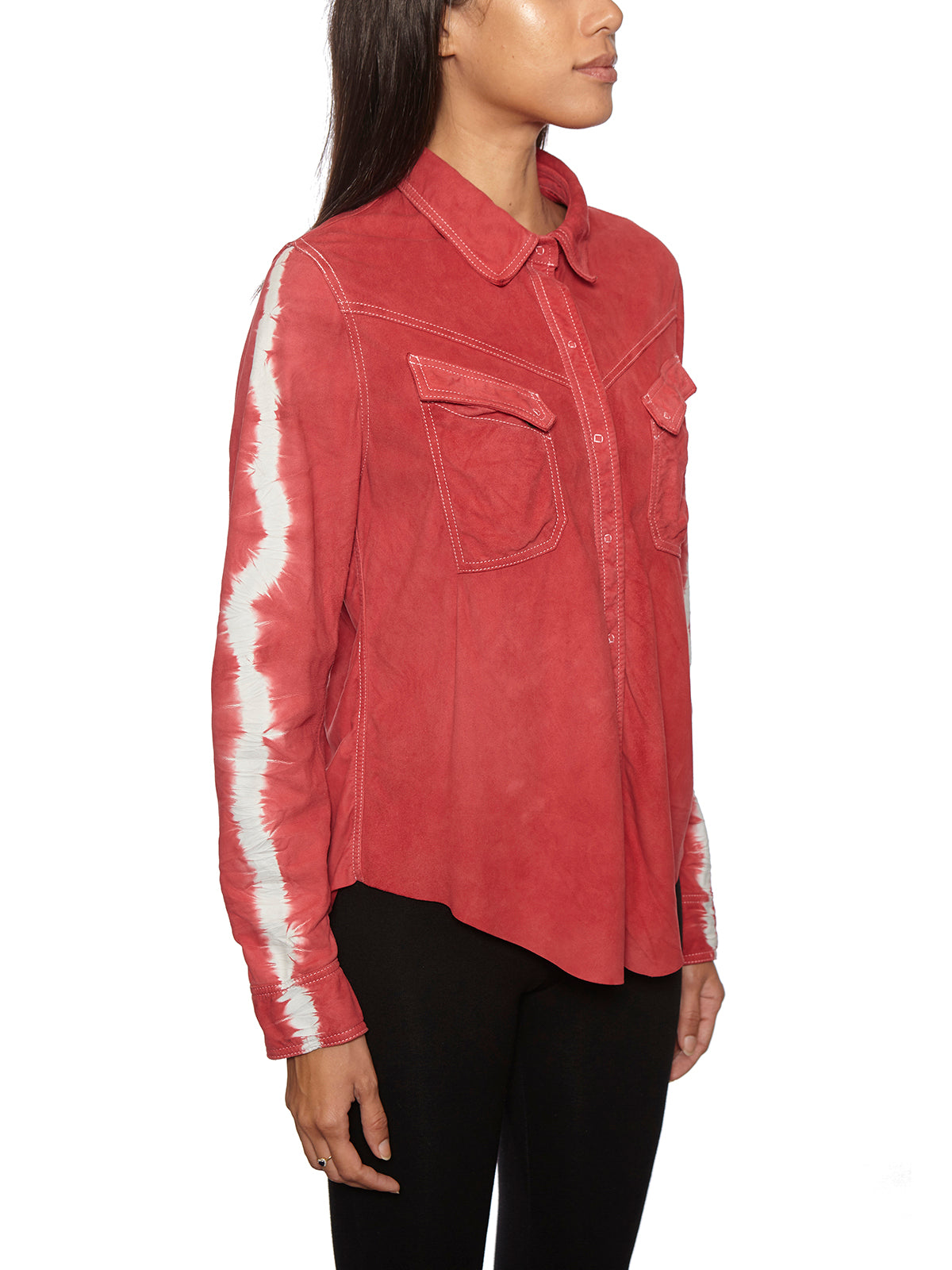 GIORGIO BRATO Suede Mini Shirt with Tie Dye Design - Size 40