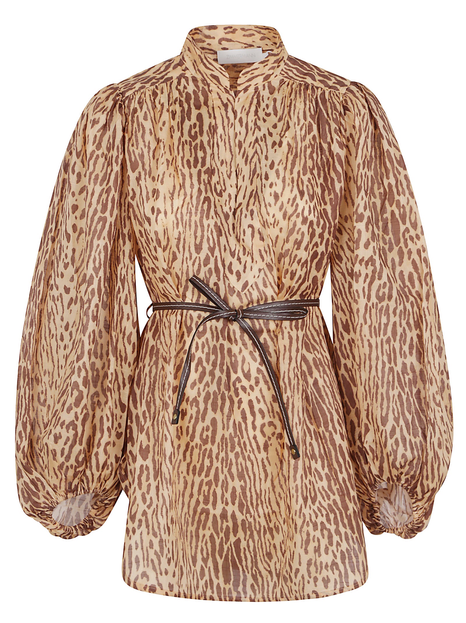 ZIMMERMANN Chic Puff Sleeve Tunic Dress with Deep V-Neckline