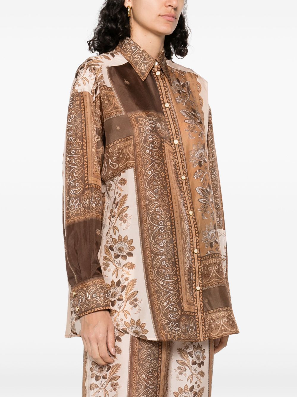 ZIMMERMANN Silk Long Sleeve Shirt with Bandana Print