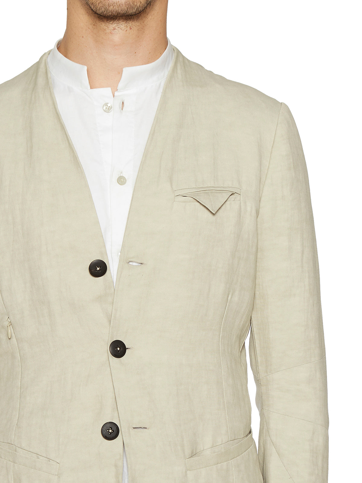 NOSTRASANTISSIMA Sleek Linen Jacket with Buttons - Size 48