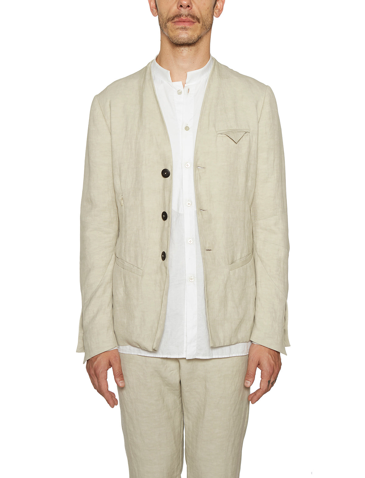 NOSTRASANTISSIMA Sleek Linen Jacket with Buttons - Size 48