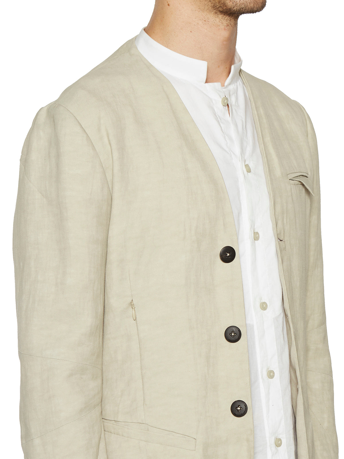 NOSTRASANTISSIMA Sleek Linen Jacket with Buttons - Size 48