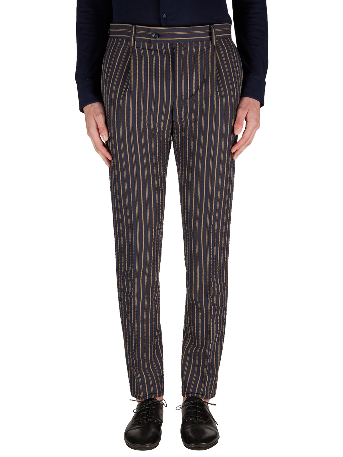 DANIELE ALESSANDRINI Classic Striped Cotton Pants - Size 46