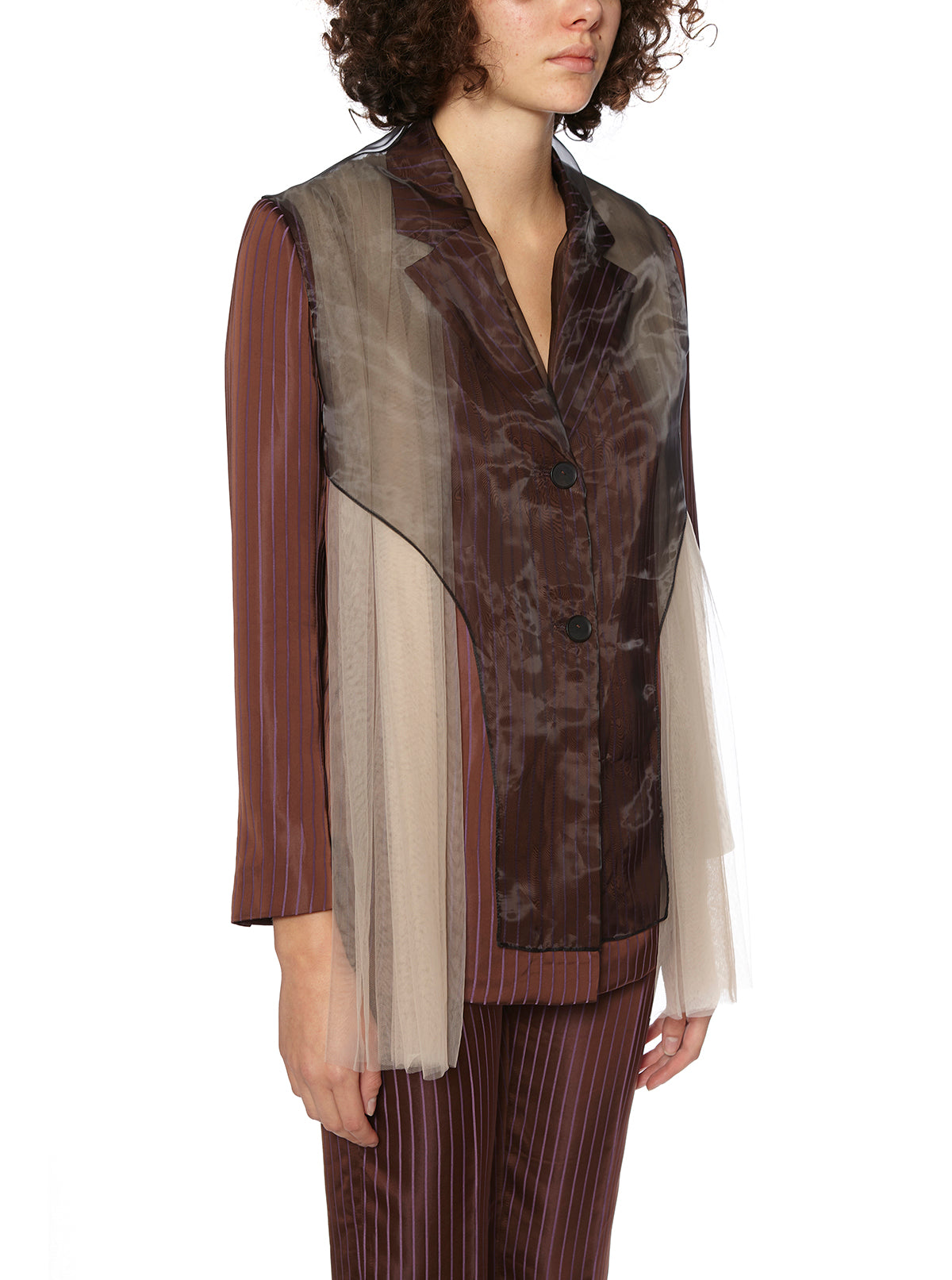 QUETSCHE Chic Blazer with Tulle Inserts - Size 36