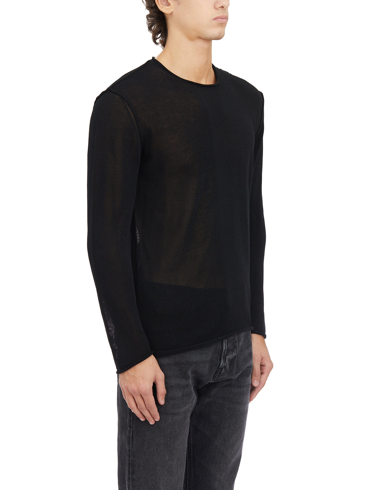 ISABEL BENENATO Modern Crew Neck Cotton Sweater - Size M