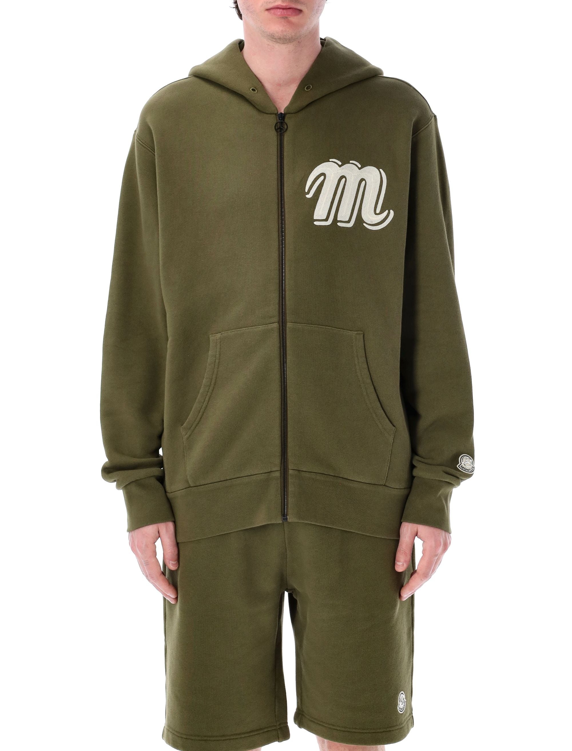 MONCLER GENIUS Zip-Up Cotton Hoodie for Men - Loose Fit, Size L
