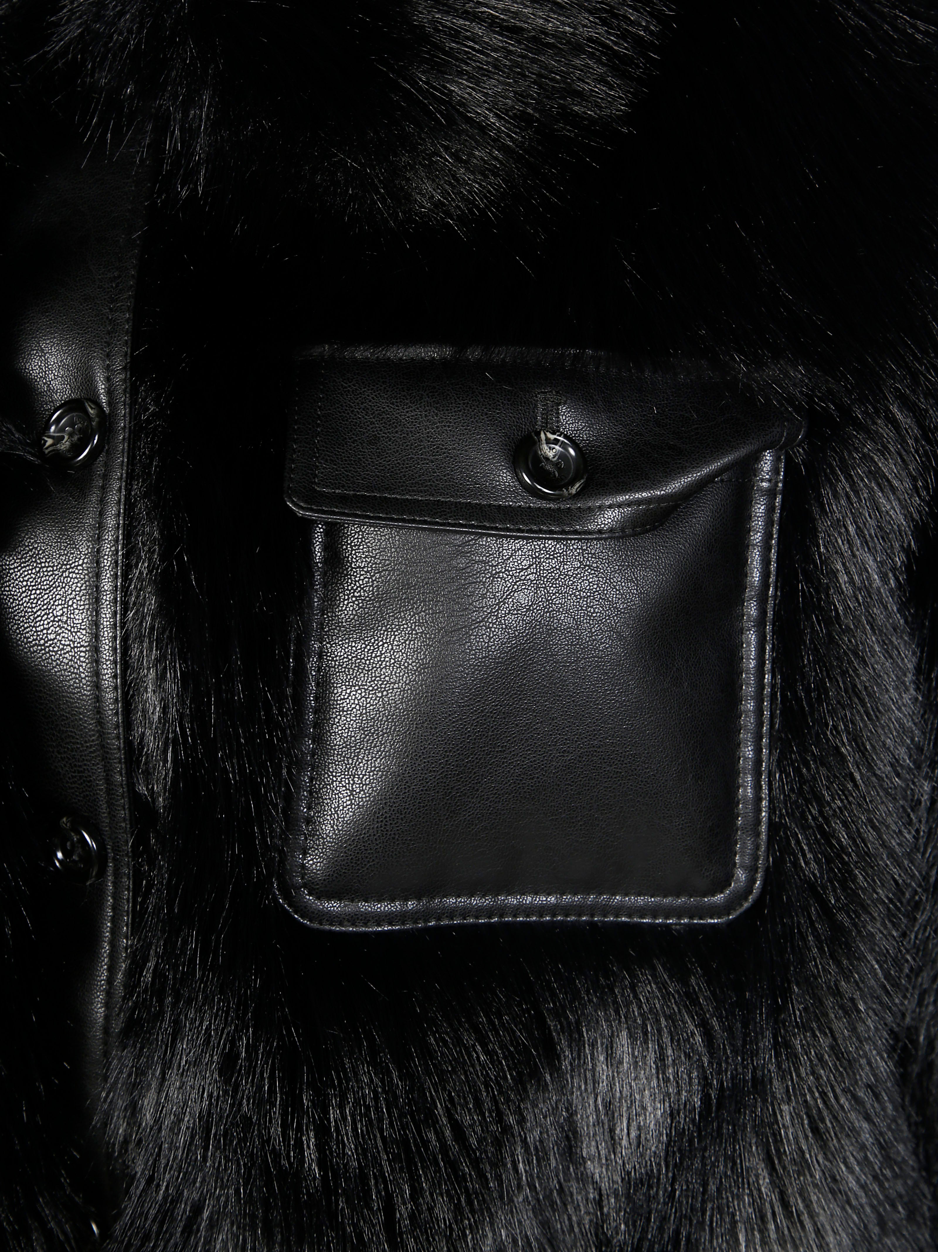 LIUJO Men's Eco Fur Bomber Jacket