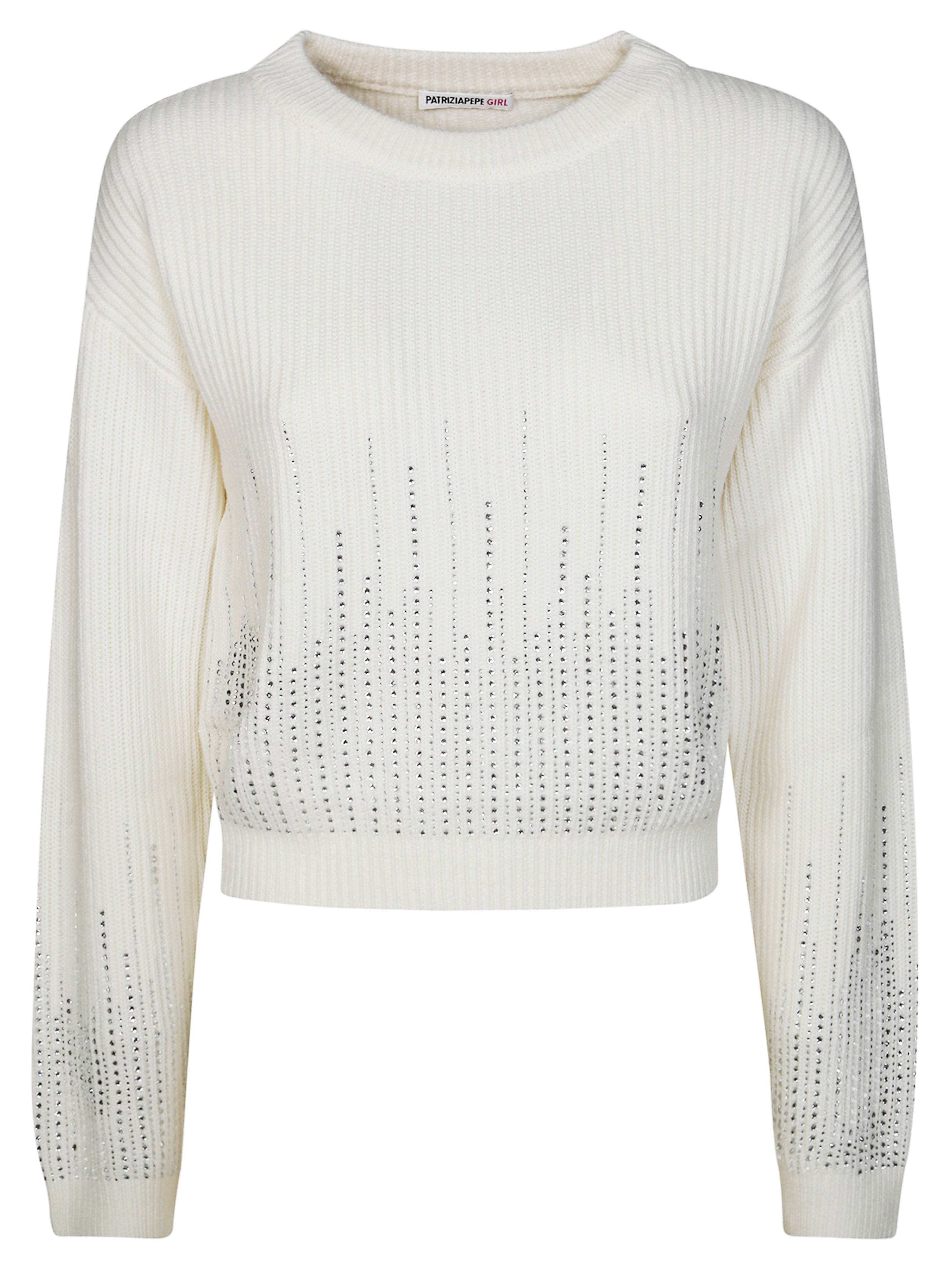PATRIZIA PEPE Strass-Embellished English Knit Sweater
