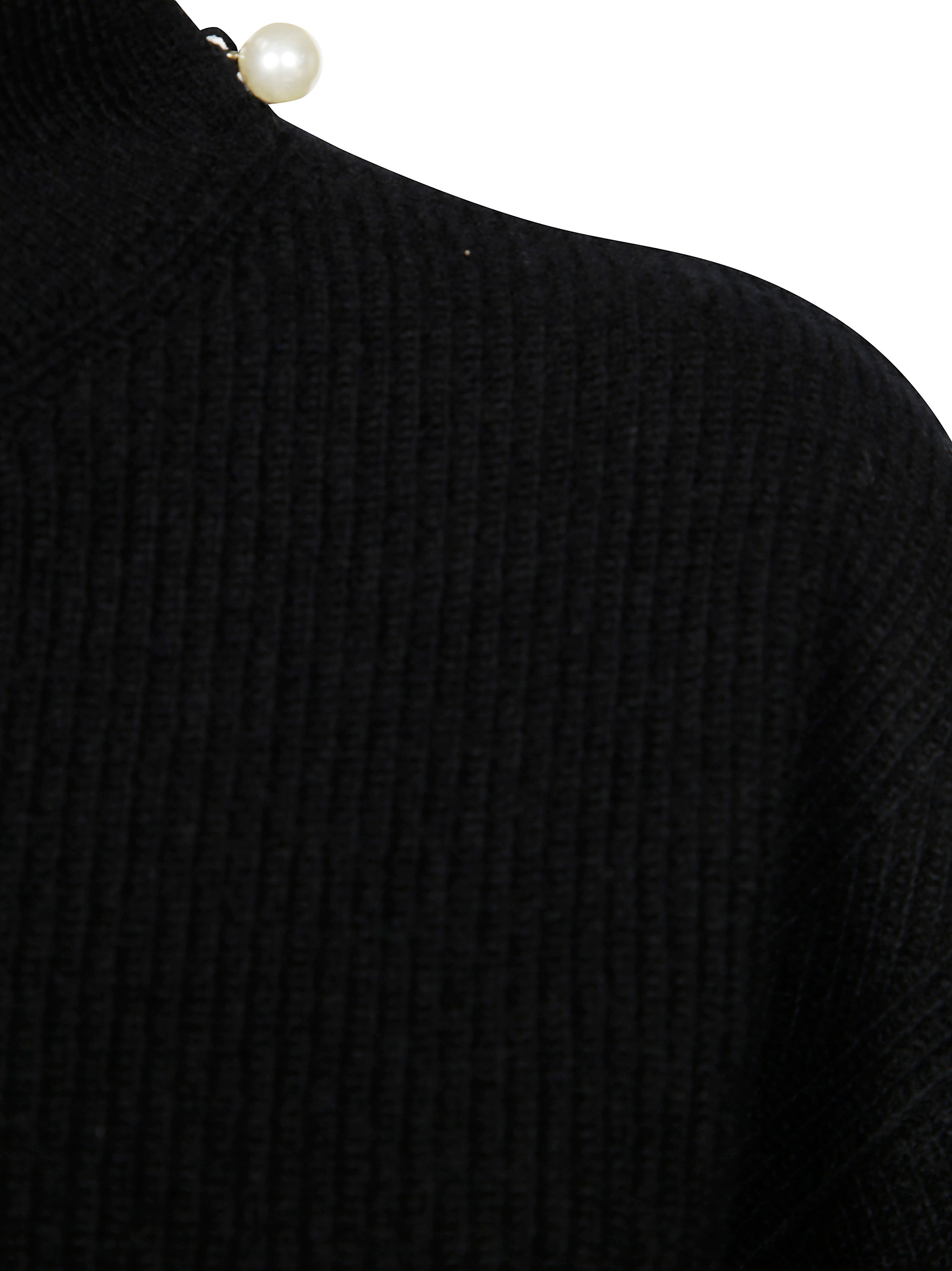 LIUJO Men's Mini Pearl Neck Sweater