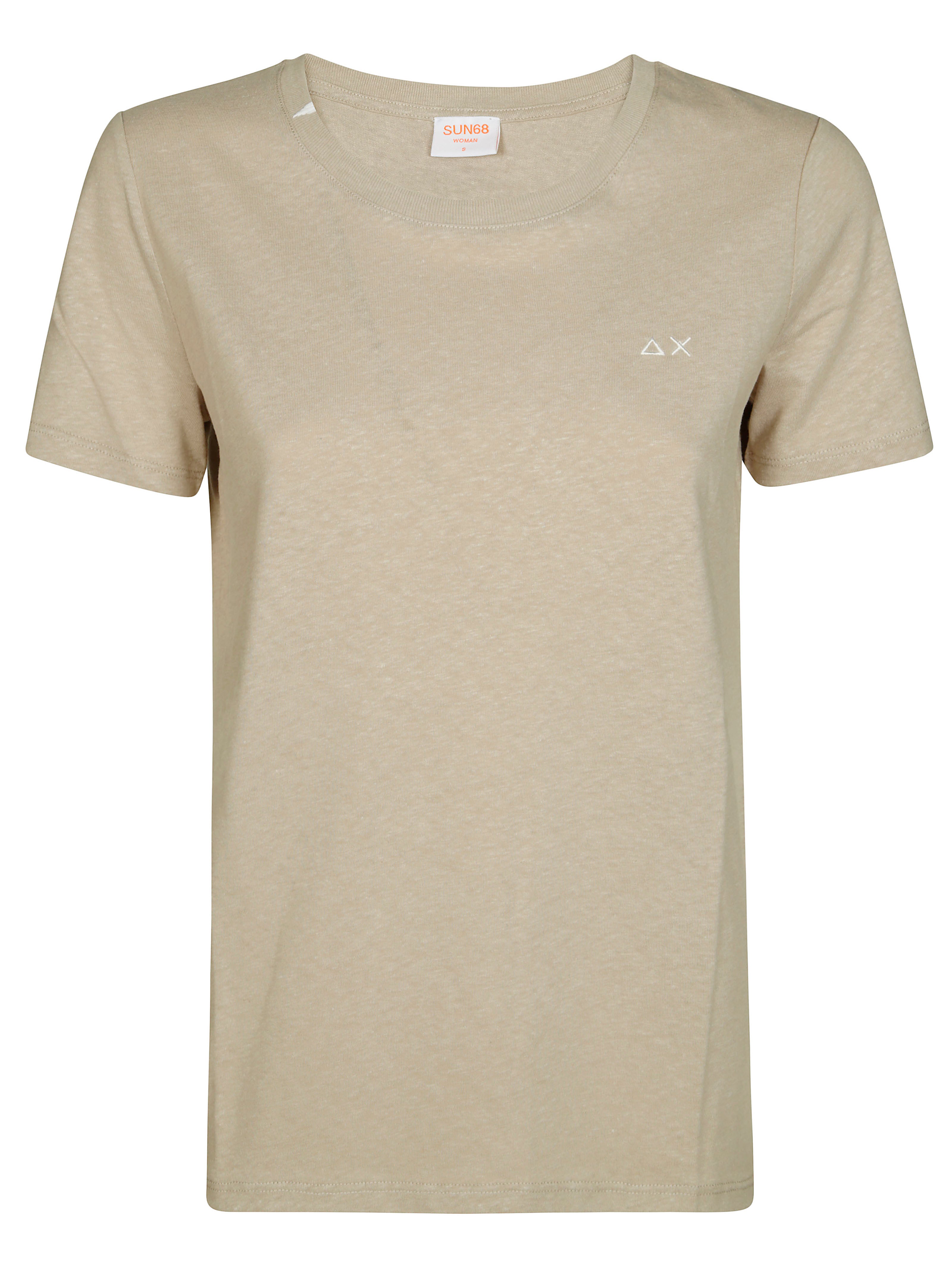 SUN 68 Linen Crew Neck T-Shirt for Men - SS25 Collection