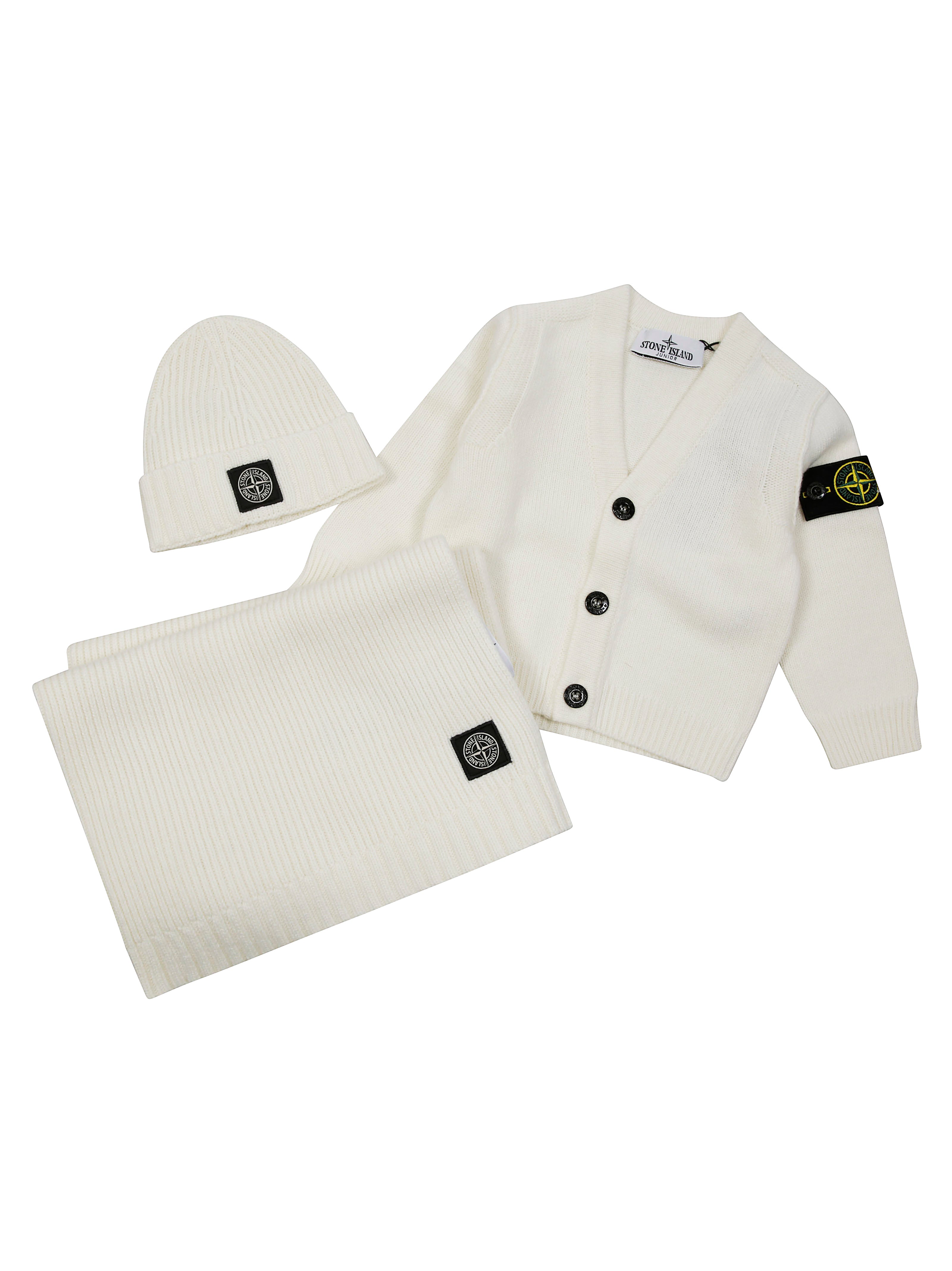 STONE ISLAND Mini Baby Cardigan Set with Blanket and Hat