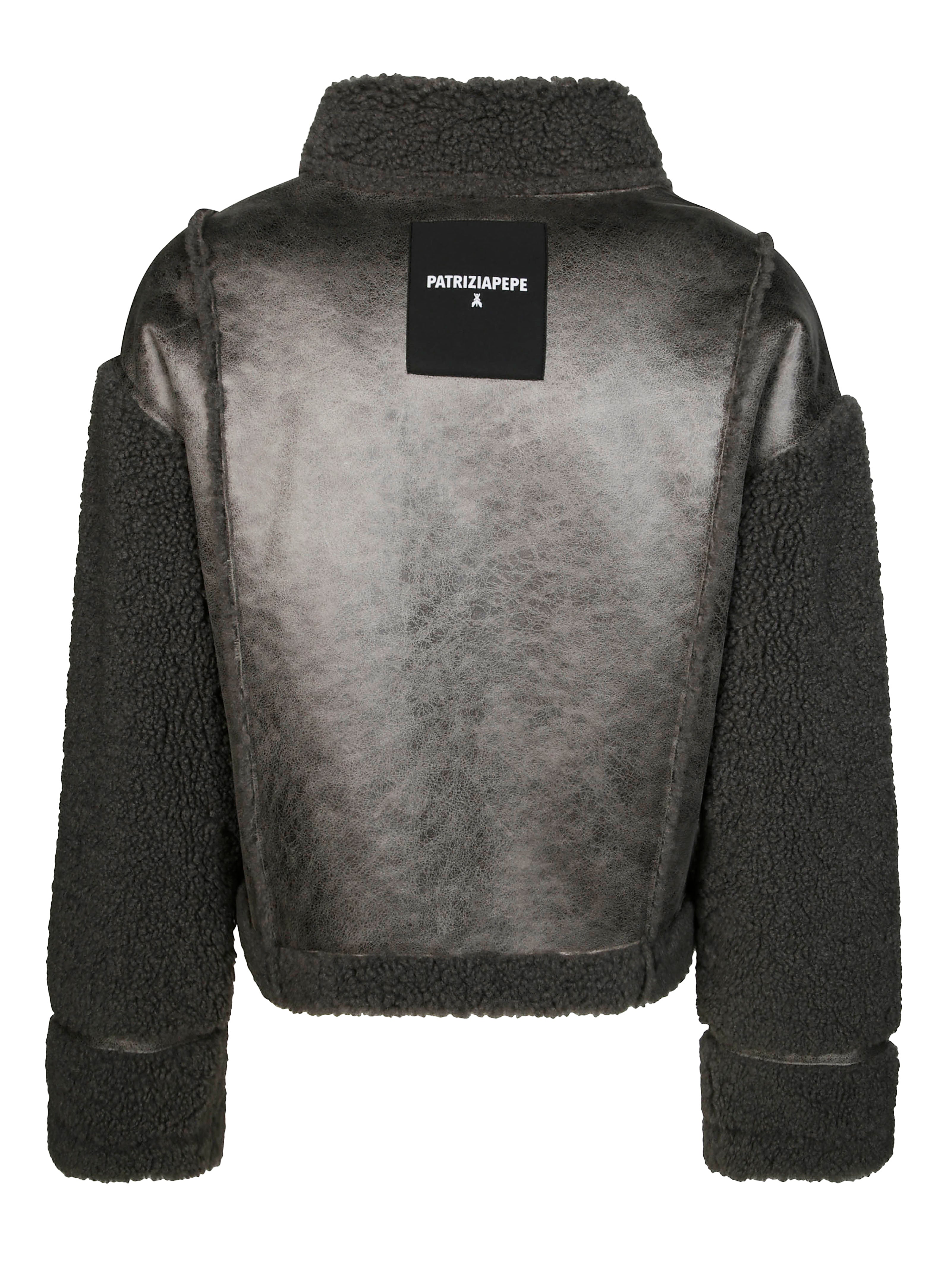 PATRIZIA PEPE Mini Teddy-Lined Outerwear with Sleeves