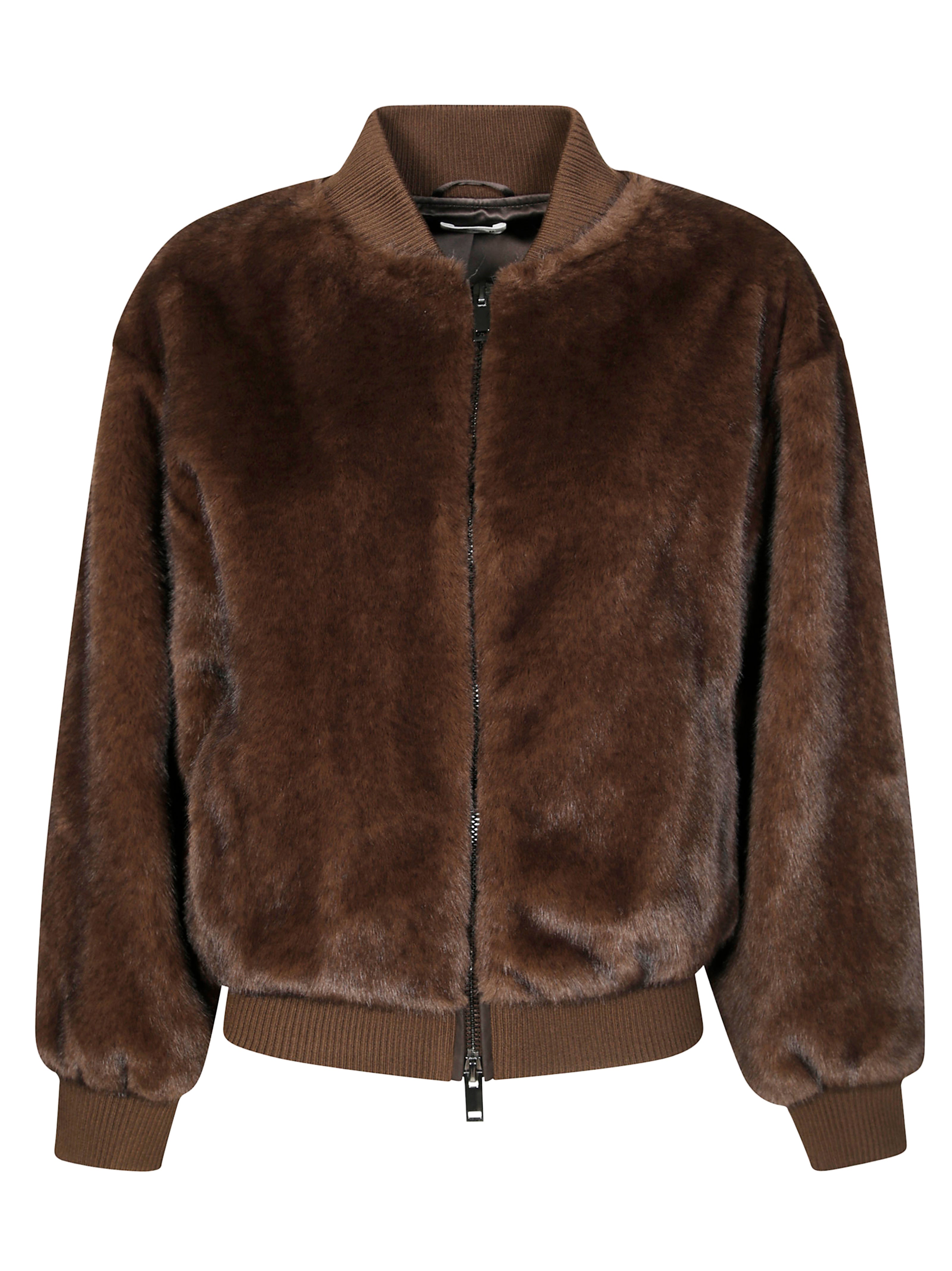 PAROSH Eco-Fur Zip Bomber Jacket for Men