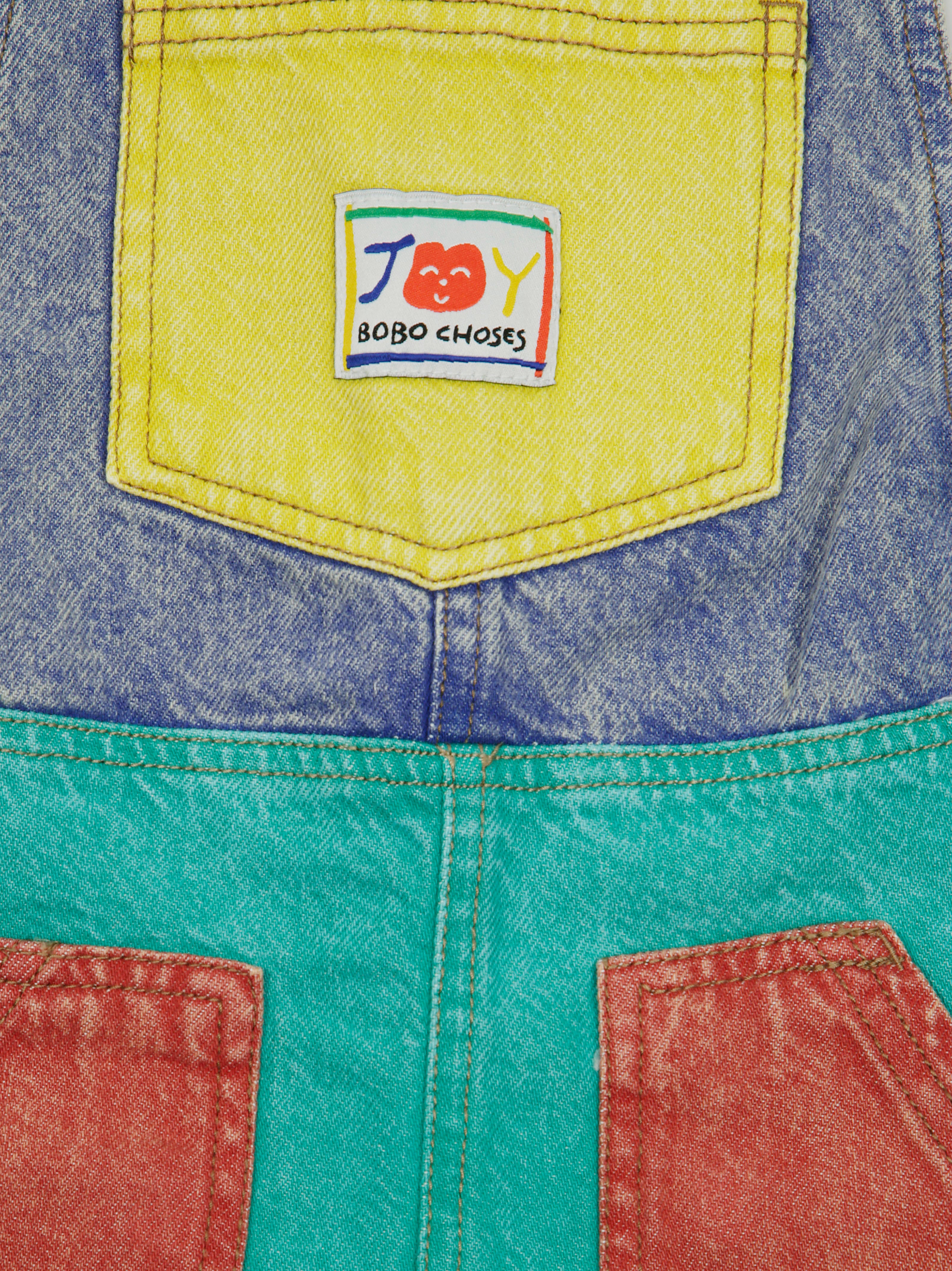 BOBO CHOSES Mini Color Block Denim Overalls