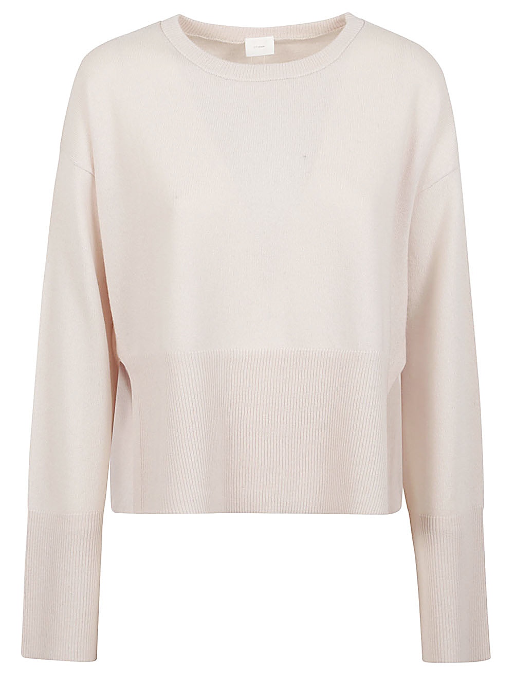 CT PLAGE Cashmere Crew Neck Sweater with Side Slits for Women