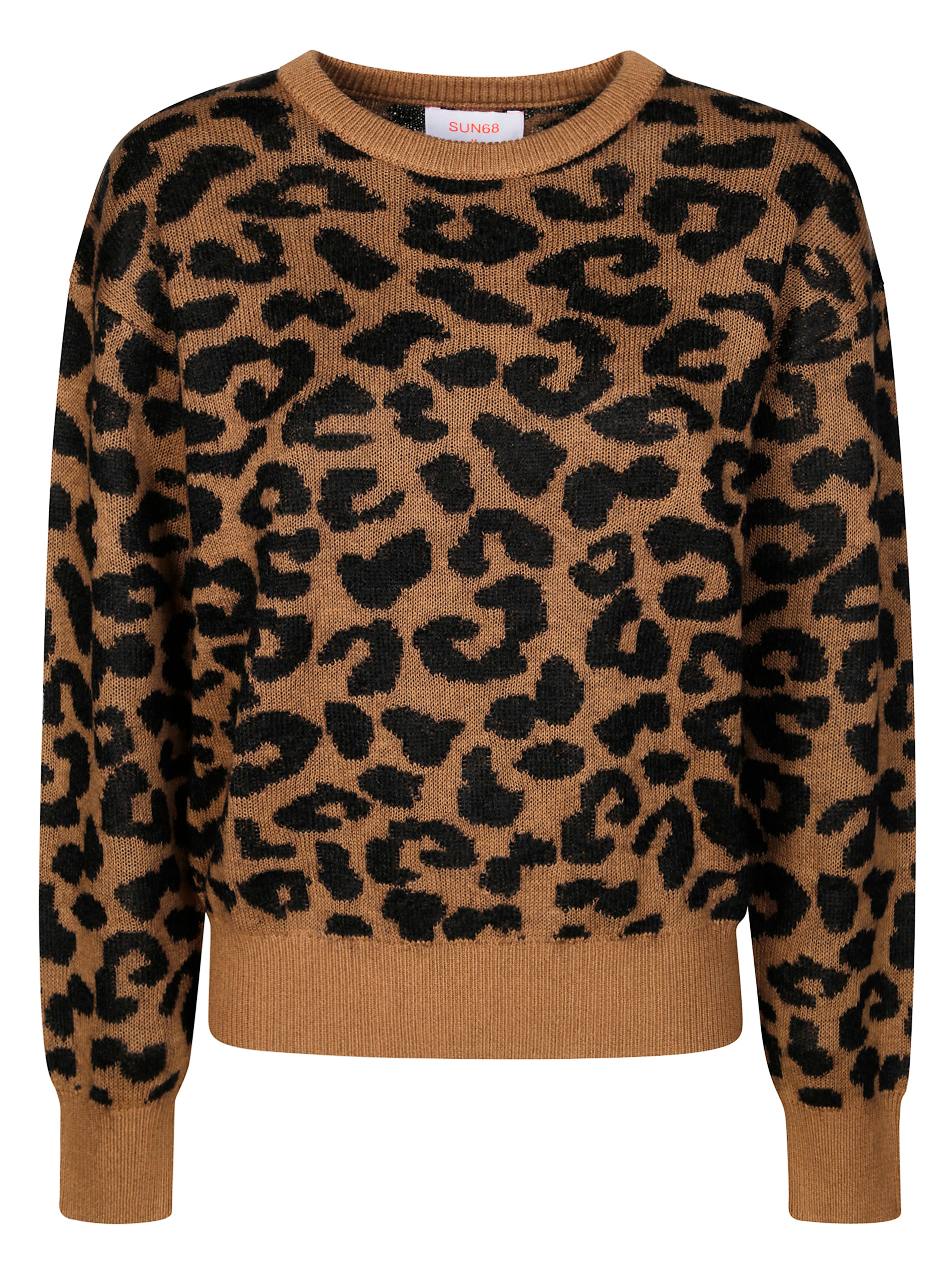 SUN 68 Stylish Animal Print Knit Sweater