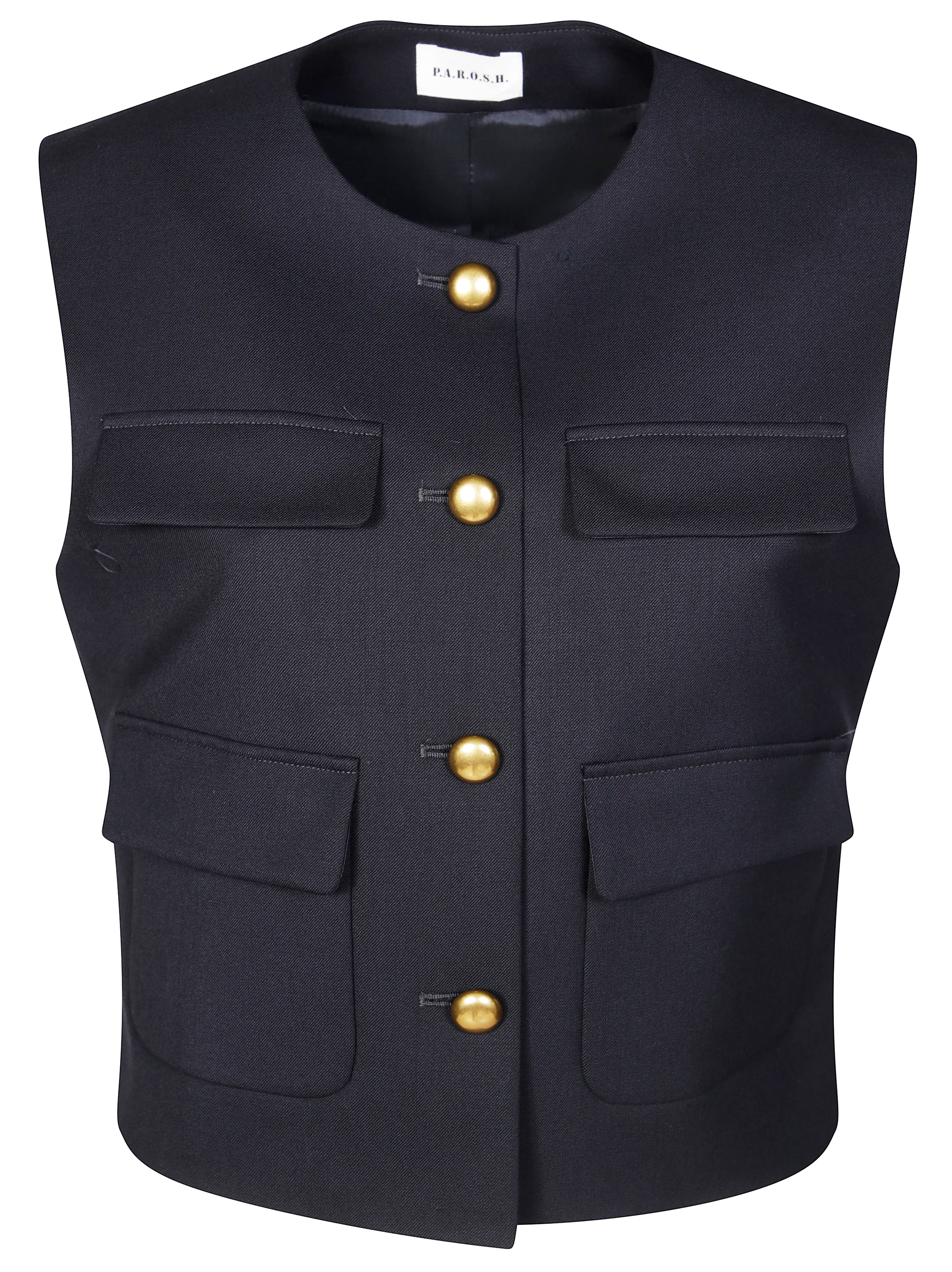 PAROSH Men's Stylish 3-Button Gilet with Pockets