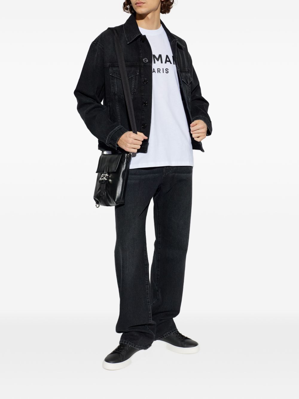 Balmain Logo Print Round Neck Short Sleeve T-Shirt