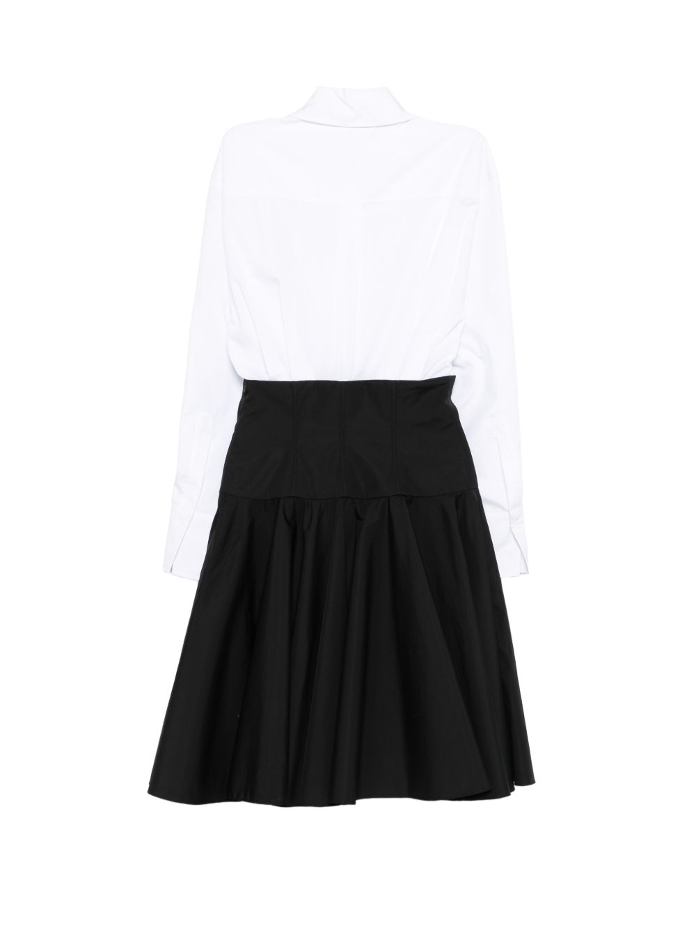 Genny Fitted Waist Long Sleeves Collared A-Line Skirt with Button Fastening