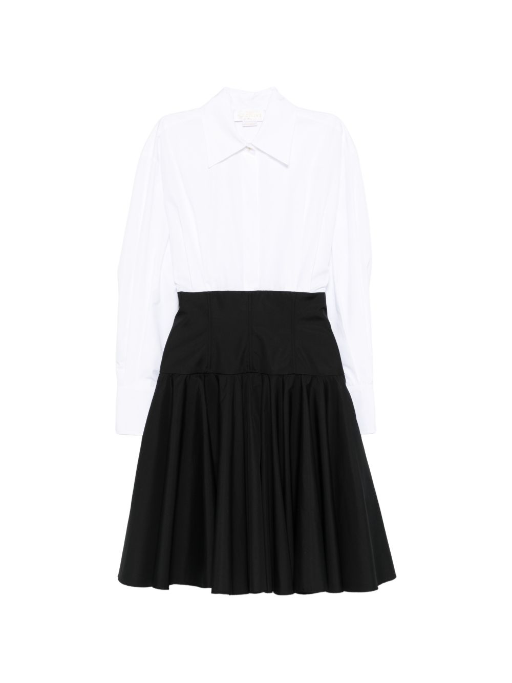 Genny Fitted Waist Long Sleeves Collared A-Line Skirt with Button Fastening