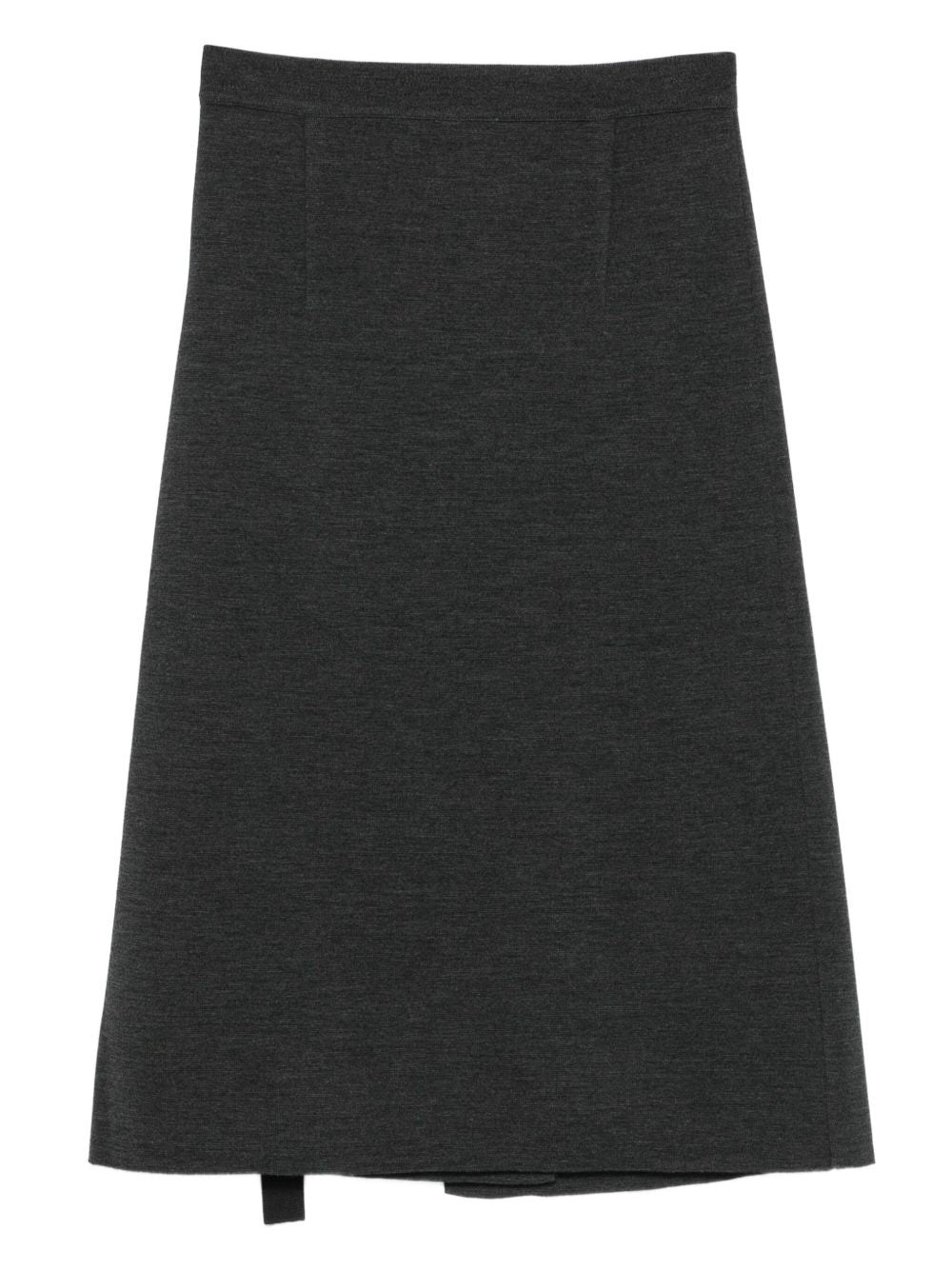 MRZ Wool Midi Skirt with Asymmetrical Hem