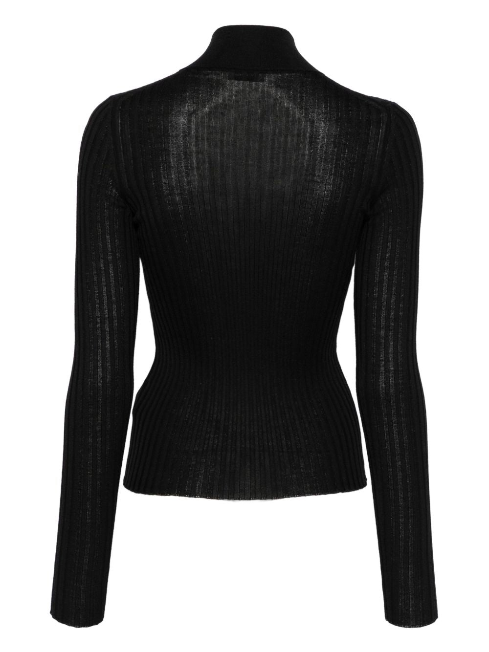 MRZ Cashmere and Silk Blend Ribbed Texture Zip Sweater