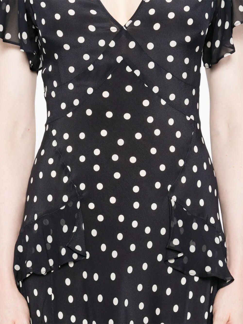 RIXO Mini Bohemia Spot Silk Dress for Women