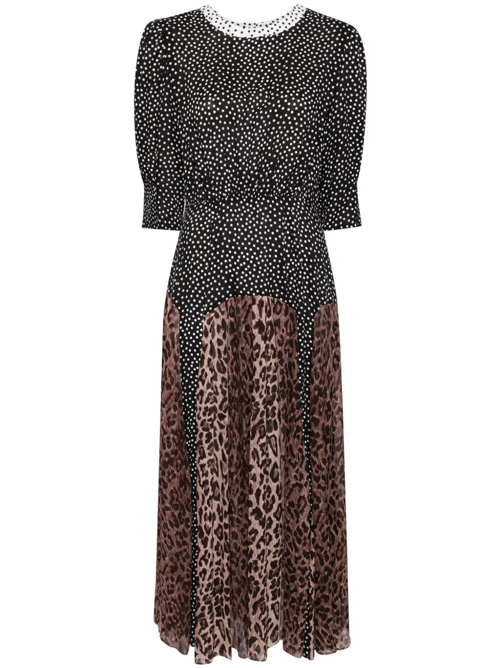 RIXO Elegant Leopard Polka Dot Dress - Women's Mini Style for FW25