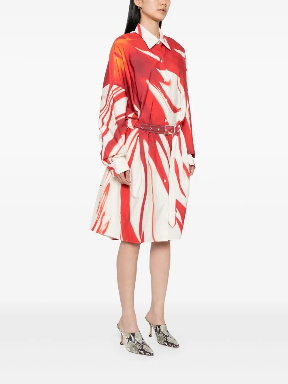 DRIES VAN NOTEN Belted Mini Shirt Dress