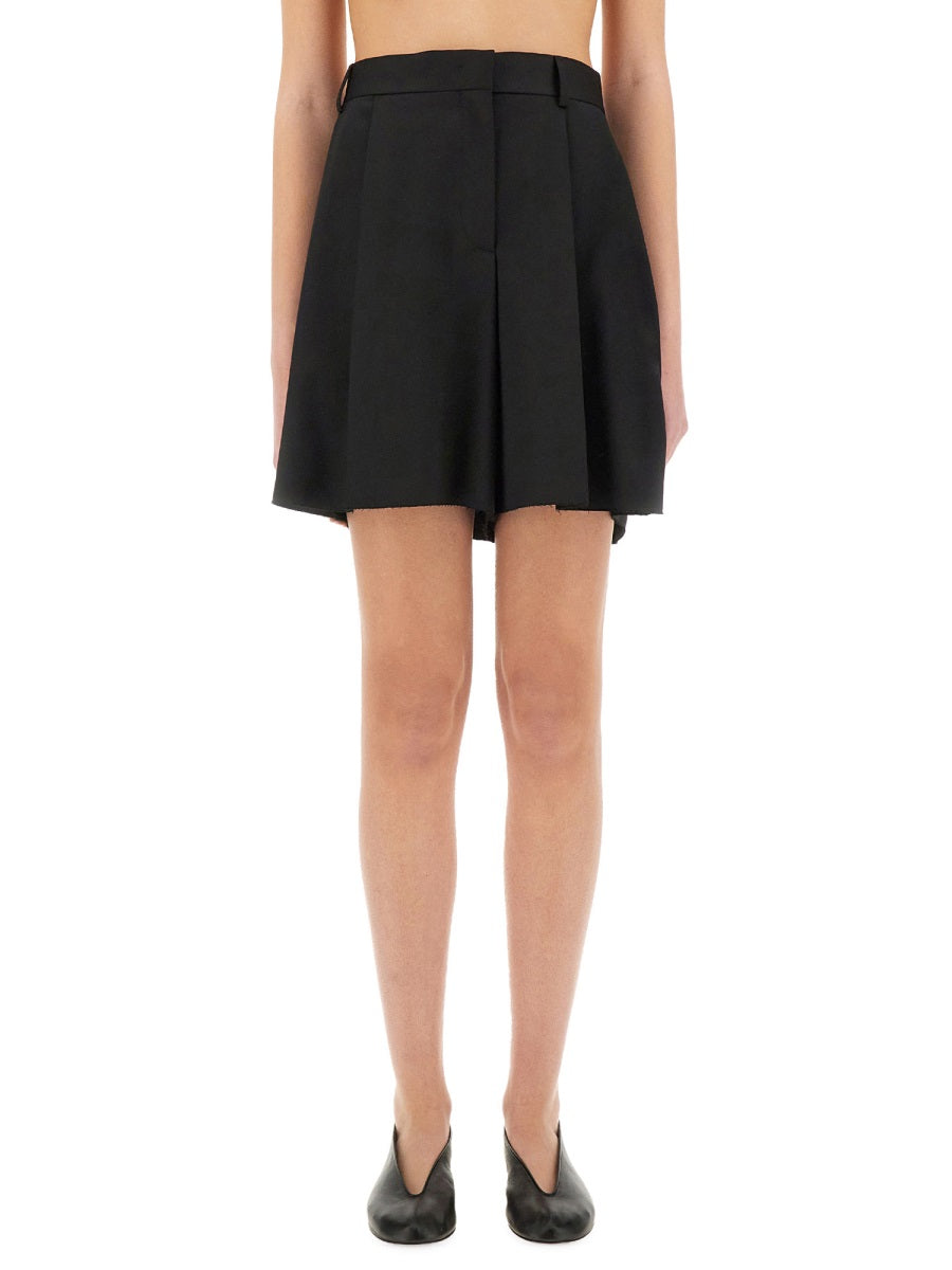 MOSCHINO COUTURE Asymmetrical Wool Mini Shorts