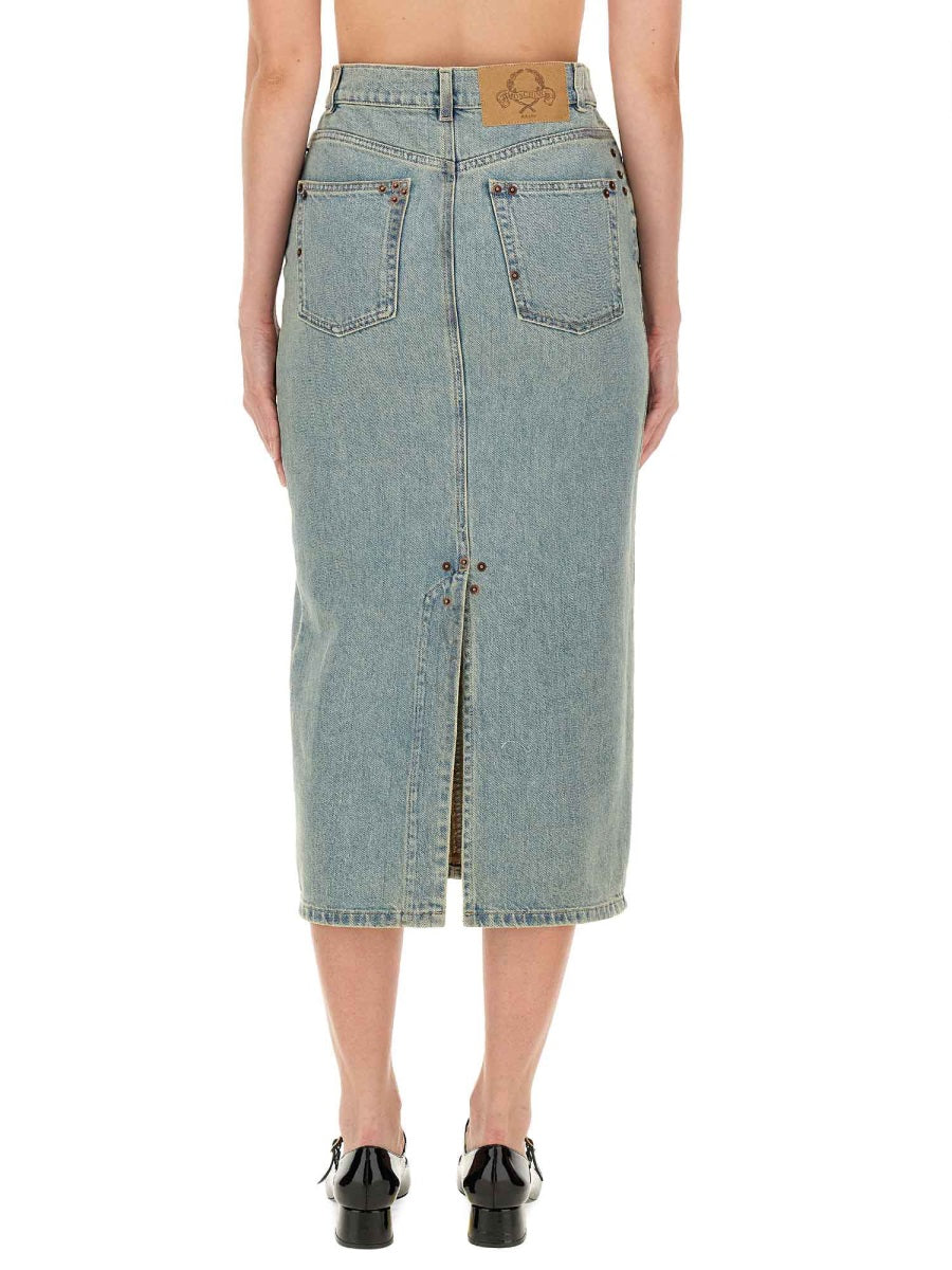 MOSCHINO COUTURE High-Waisted Denim Mini Skirt
