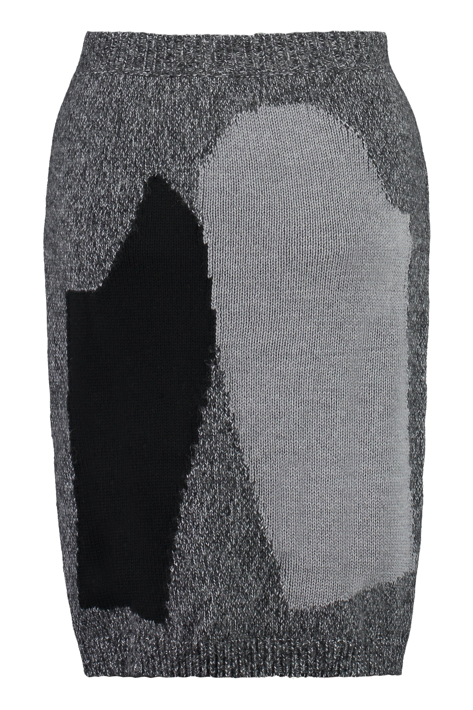MOSCHINO COUTURE Chic Knit Mini Skirt with Contrast Color Inserts